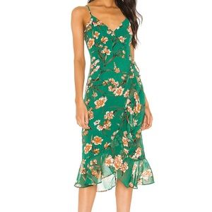 Green floral Bardot dress
